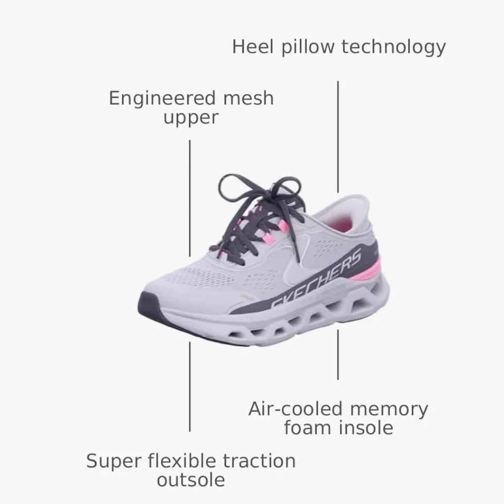 EUC! WOMENS SKETCHERS HANDS FREE SLIP-ONS GRAY AND  PINK - Picture 8 of 10